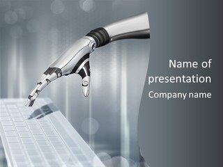 A Robotic Hand Holding A Computer Keyboard Powerpoint Presentation PowerPoint Template