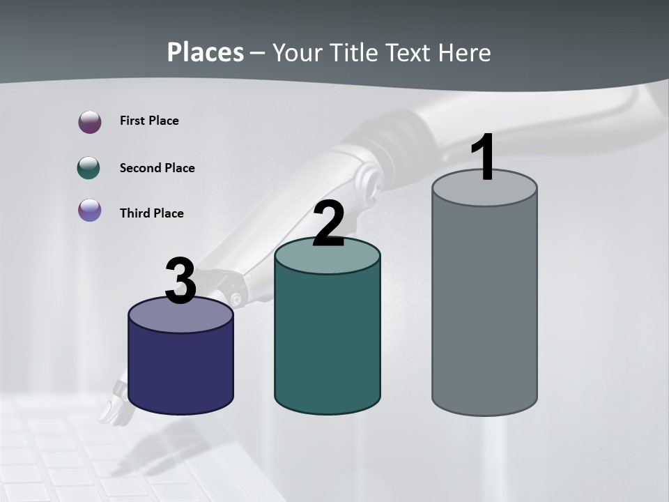 A Robotic Hand Holding A Computer Keyboard Powerpoint Presentation PowerPoint Template