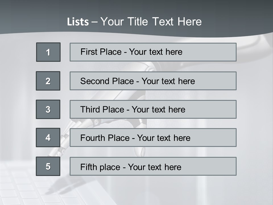A Robotic Hand Holding A Computer Keyboard Powerpoint Presentation PowerPoint Template