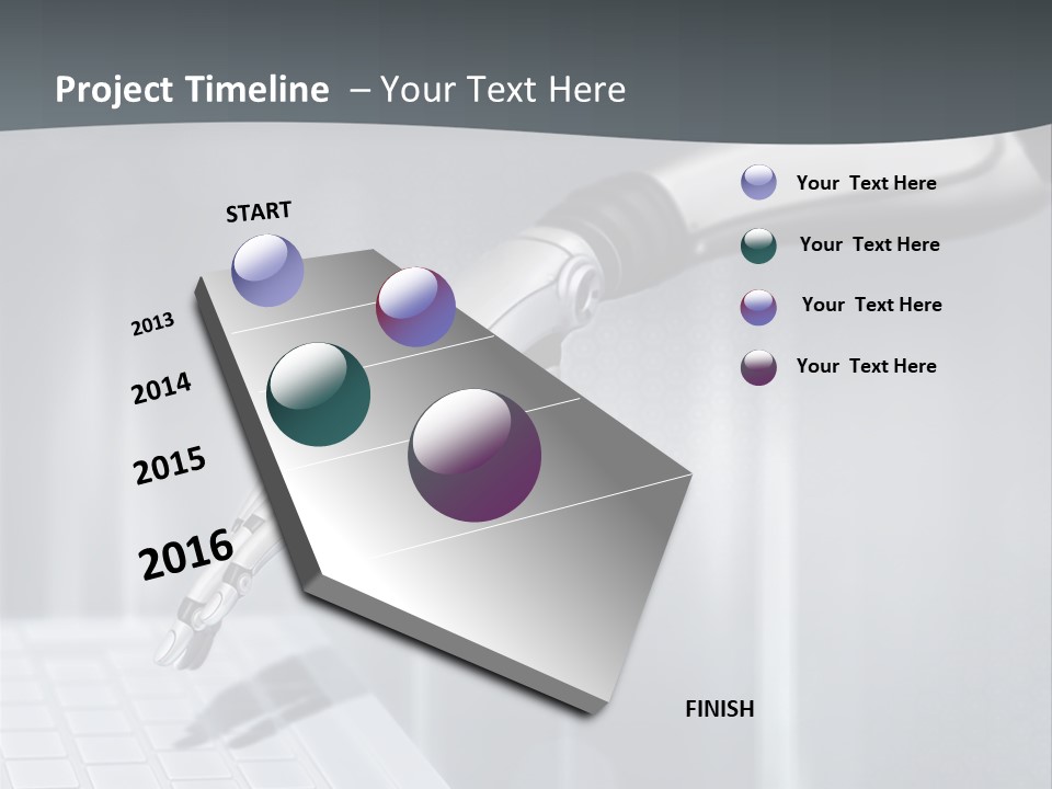 A Robotic Hand Holding A Computer Keyboard Powerpoint Presentation PowerPoint Template