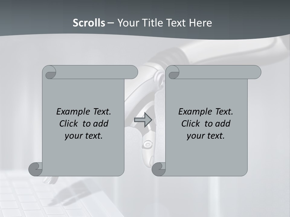 A Robotic Hand Holding A Computer Keyboard Powerpoint Presentation PowerPoint Template