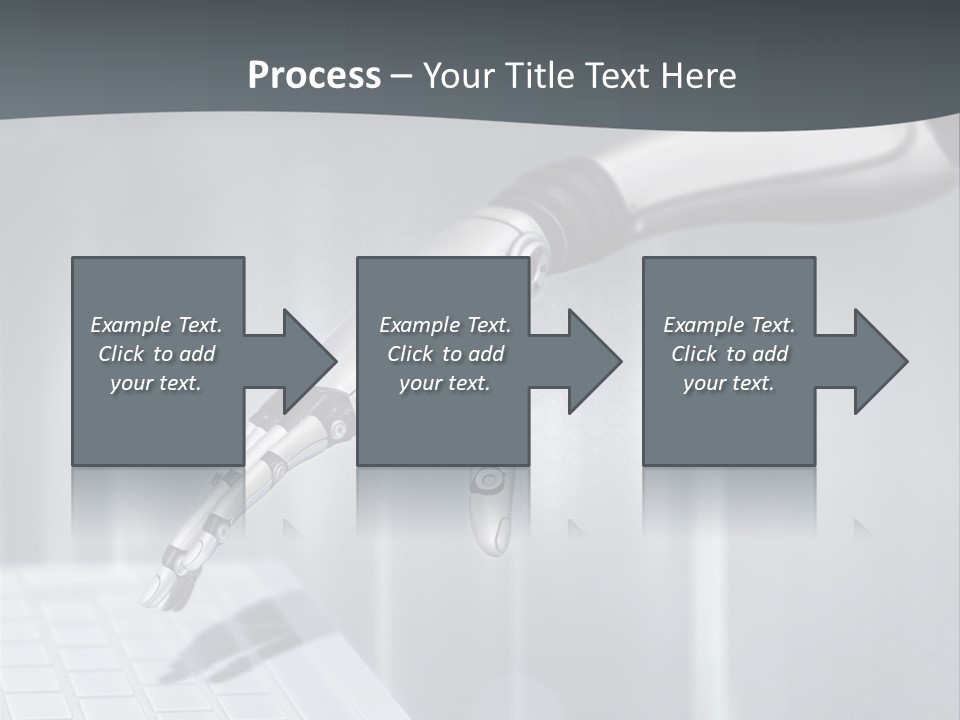 A Robotic Hand Holding A Computer Keyboard Powerpoint Presentation PowerPoint Template