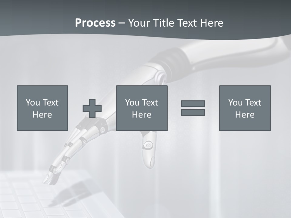 A Robotic Hand Holding A Computer Keyboard Powerpoint Presentation PowerPoint Template