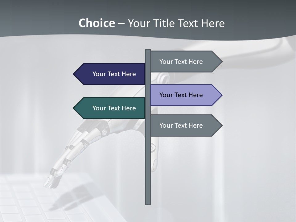 A Robotic Hand Holding A Computer Keyboard Powerpoint Presentation PowerPoint Template