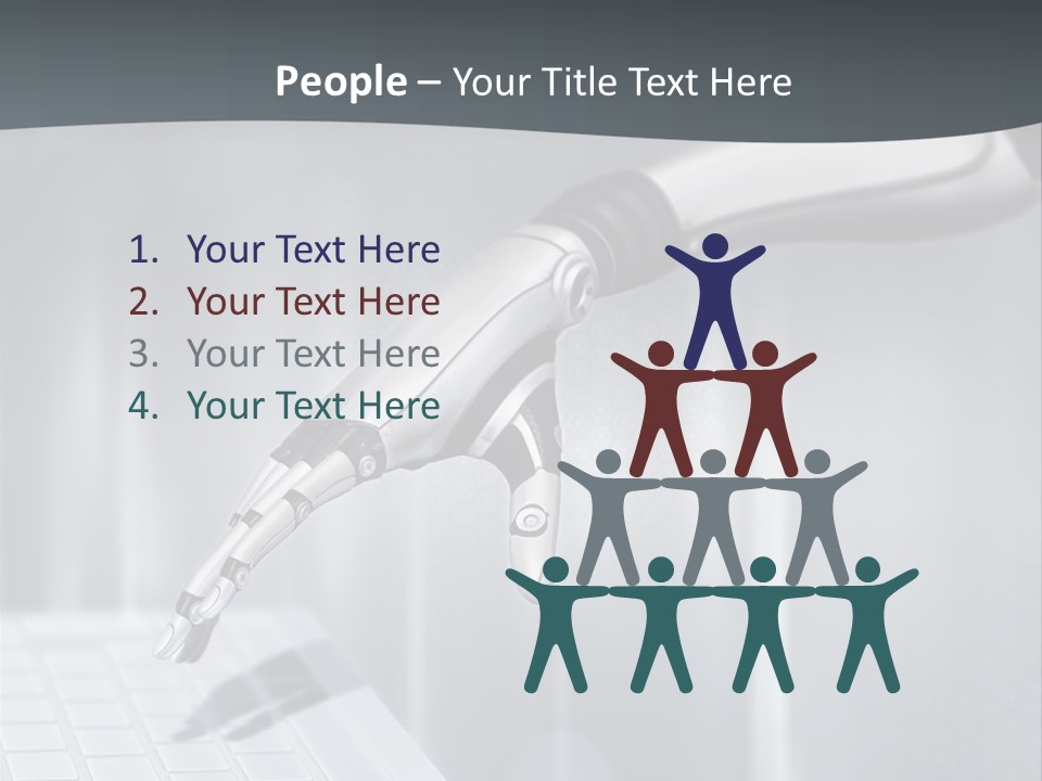 A Robotic Hand Holding A Computer Keyboard Powerpoint Presentation PowerPoint Template