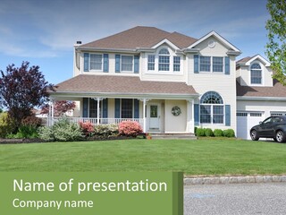 A House With A Car Parked In Front Of It PowerPoint Template