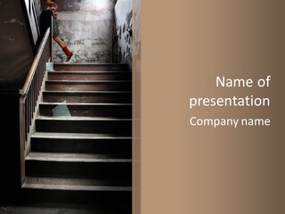 A Person Walking Up A Set Of Stairs PowerPoint Template