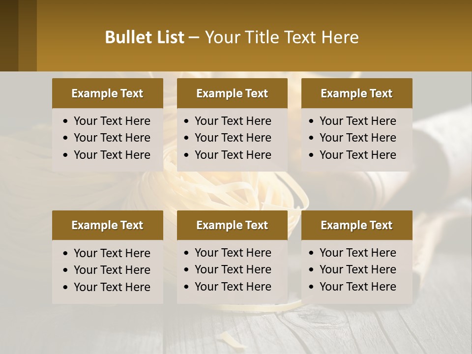 A Wooden Table Topped With Lots Of Pasta PowerPoint Template