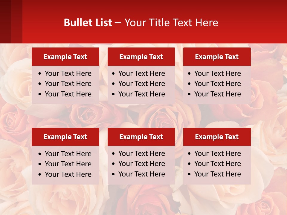 A Bunch Of Roses With A Red Background PowerPoint Template