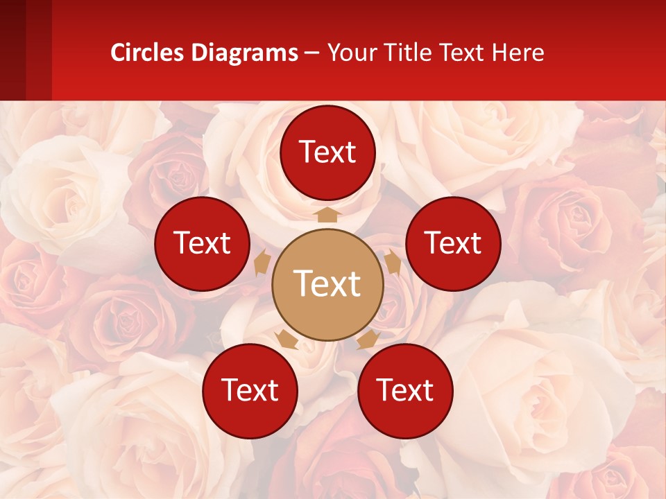 A Bunch Of Roses With A Red Background PowerPoint Template