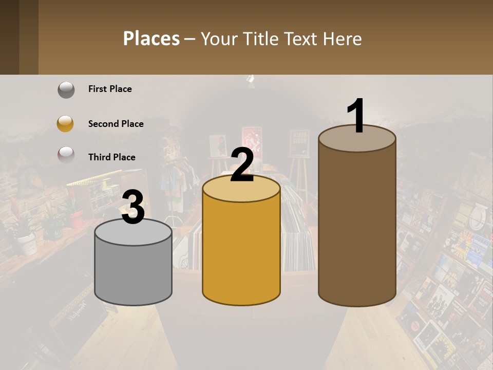 A Room Filled With Lots Of Records And Magazines PowerPoint Template