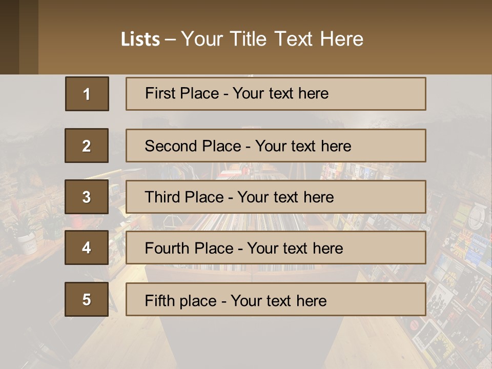 A Room Filled With Lots Of Records And Magazines PowerPoint Template