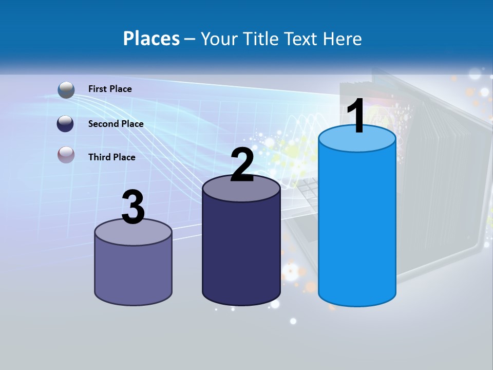 A Laptop Computer With A Blue Background PowerPoint Template