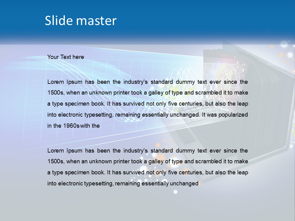 A Laptop Computer With A Blue Background PowerPoint Template