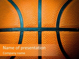 A Close Up Of A Basketball With The Words Name Of Presentation PowerPoint Template