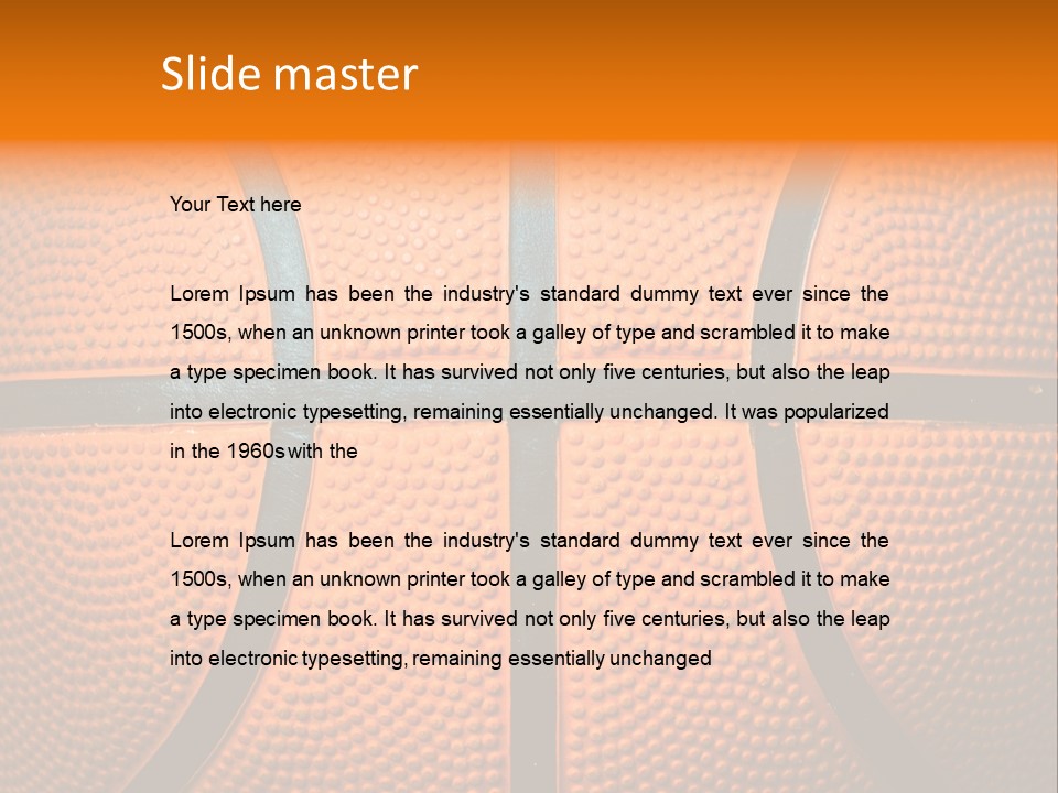 A Close Up Of A Basketball With The Words Name Of Presentation PowerPoint Template