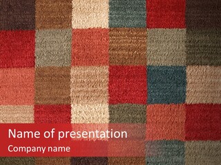 A Red, Brown, And Blue Checkered Rug With A Name On It PowerPoint Template