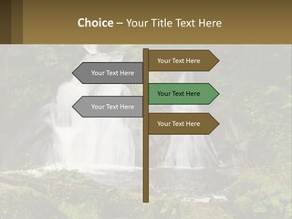 A Waterfall In The Middle Of A Lush Green Forest PowerPoint Template