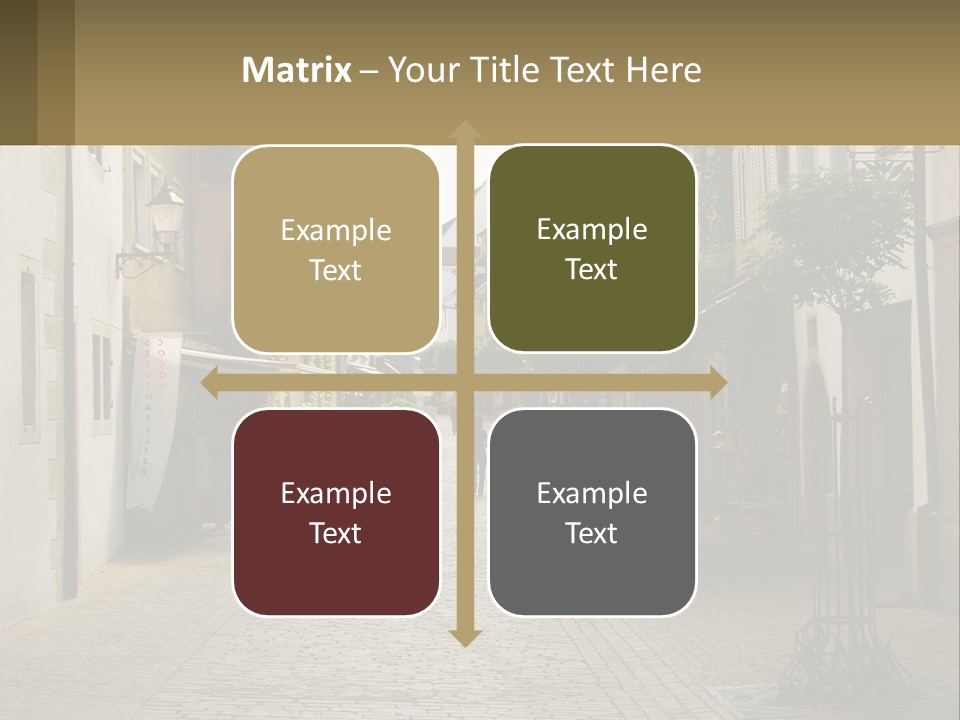 A Group Of People Walking Down A Street Next To Tall Buildings PowerPoint Template