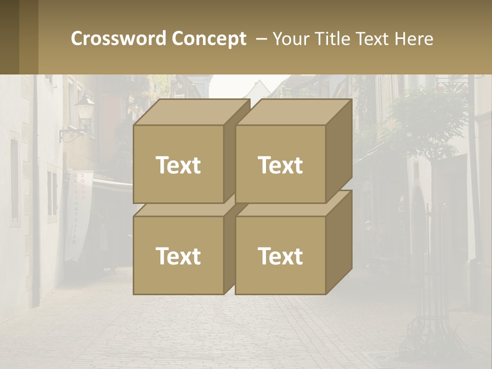 A Group Of People Walking Down A Street Next To Tall Buildings PowerPoint Template