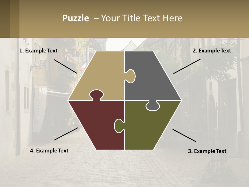 A Group Of People Walking Down A Street Next To Tall Buildings PowerPoint Template