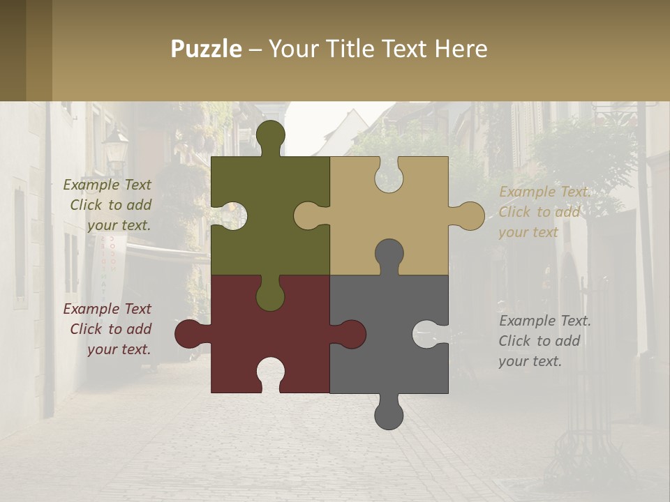 A Group Of People Walking Down A Street Next To Tall Buildings PowerPoint Template