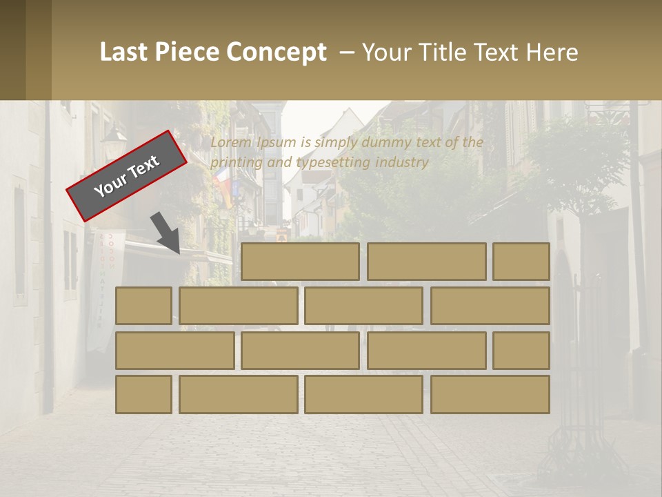 A Group Of People Walking Down A Street Next To Tall Buildings PowerPoint Template