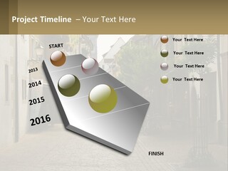 A Group Of People Walking Down A Street Next To Tall Buildings PowerPoint Template