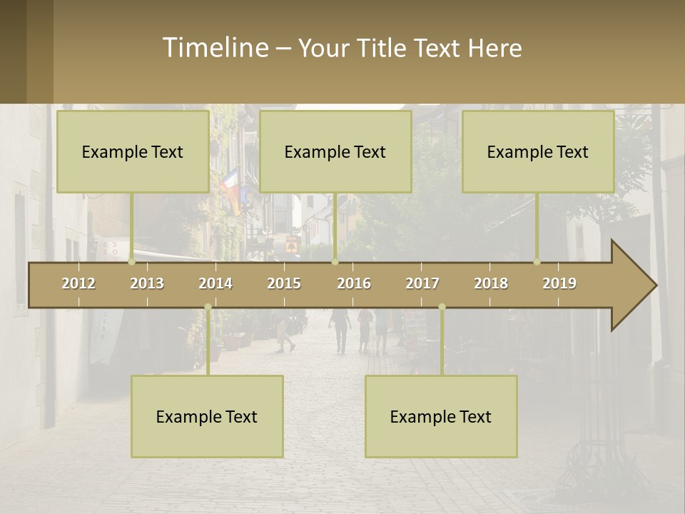 A Group Of People Walking Down A Street Next To Tall Buildings PowerPoint Template
