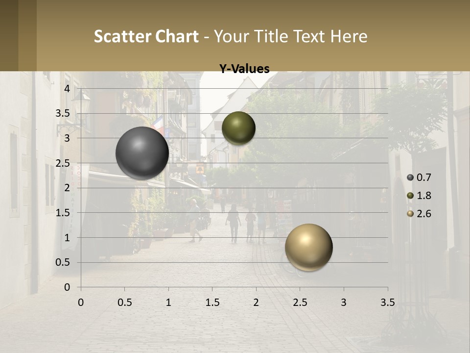 A Group Of People Walking Down A Street Next To Tall Buildings PowerPoint Template