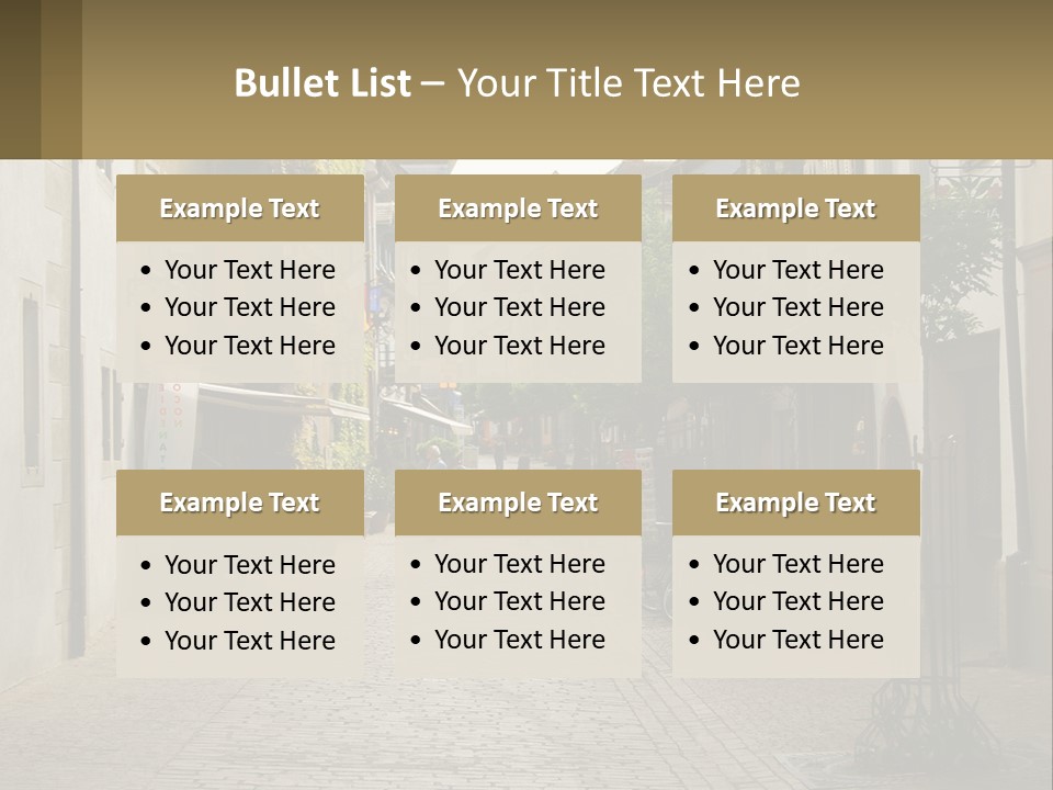 A Group Of People Walking Down A Street Next To Tall Buildings PowerPoint Template