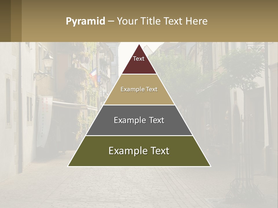 A Group Of People Walking Down A Street Next To Tall Buildings PowerPoint Template