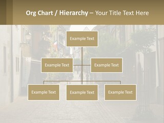 A Group Of People Walking Down A Street Next To Tall Buildings PowerPoint Template