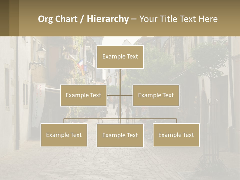 A Group Of People Walking Down A Street Next To Tall Buildings PowerPoint Template