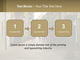 A Group Of People Walking Down A Street Next To Tall Buildings PowerPoint Template