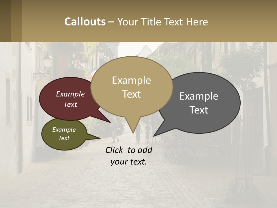 A Group Of People Walking Down A Street Next To Tall Buildings PowerPoint Template