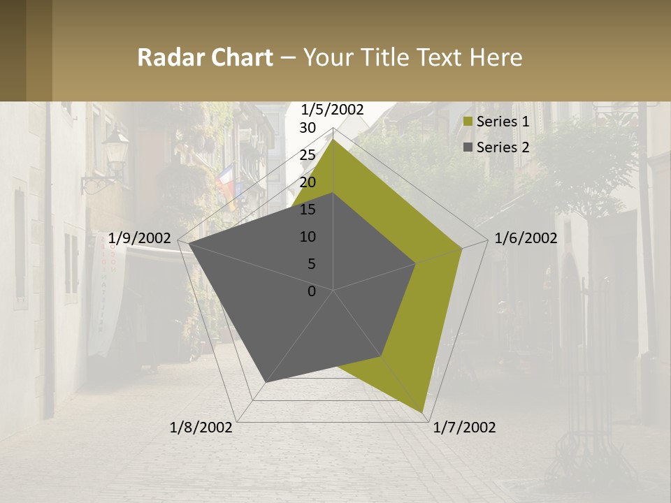 A Group Of People Walking Down A Street Next To Tall Buildings PowerPoint Template