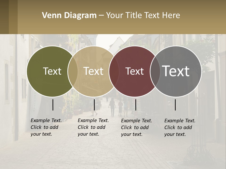 A Group Of People Walking Down A Street Next To Tall Buildings PowerPoint Template