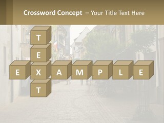 A Group Of People Walking Down A Street Next To Tall Buildings PowerPoint Template