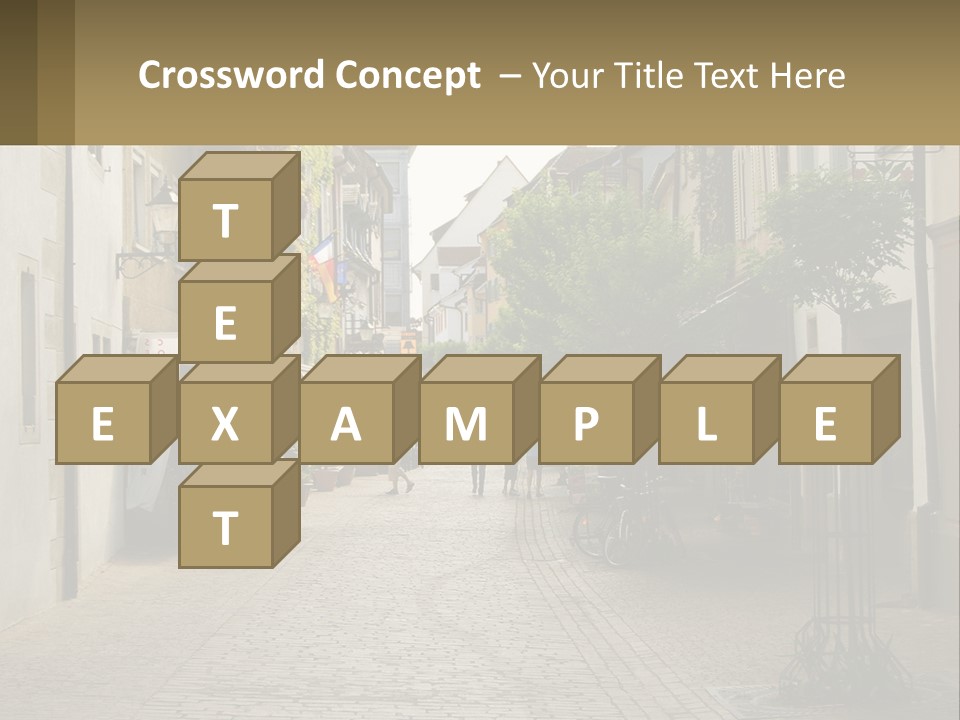 A Group Of People Walking Down A Street Next To Tall Buildings PowerPoint Template