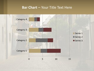 A Group Of People Walking Down A Street Next To Tall Buildings PowerPoint Template