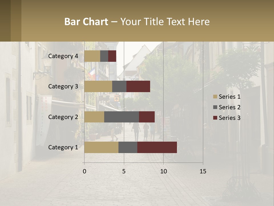 A Group Of People Walking Down A Street Next To Tall Buildings PowerPoint Template