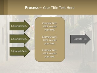 A Group Of People Walking Down A Street Next To Tall Buildings PowerPoint Template