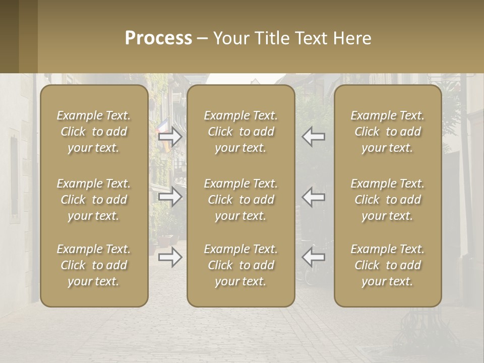 A Group Of People Walking Down A Street Next To Tall Buildings PowerPoint Template