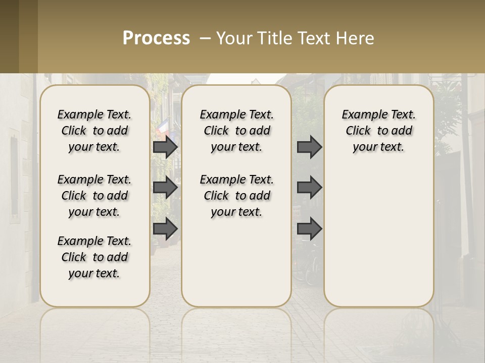 A Group Of People Walking Down A Street Next To Tall Buildings PowerPoint Template