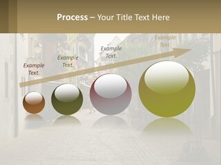 A Group Of People Walking Down A Street Next To Tall Buildings PowerPoint Template