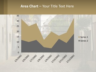 A Group Of People Walking Down A Street Next To Tall Buildings PowerPoint Template