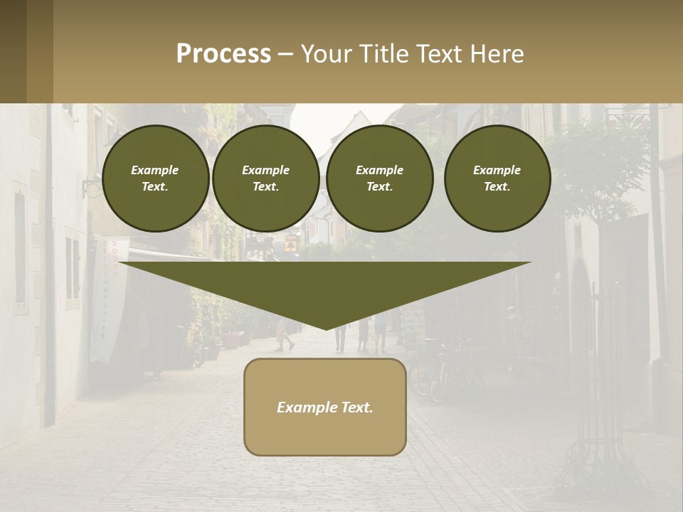 A Group Of People Walking Down A Street Next To Tall Buildings PowerPoint Template