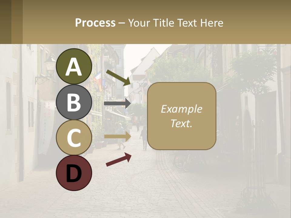 A Group Of People Walking Down A Street Next To Tall Buildings PowerPoint Template