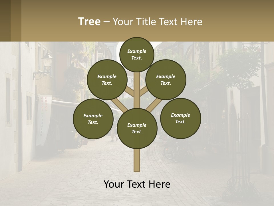 A Group Of People Walking Down A Street Next To Tall Buildings PowerPoint Template